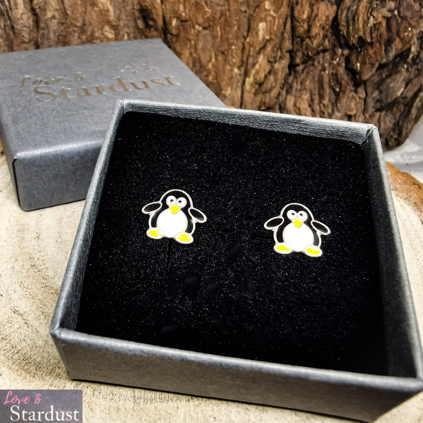 PENGUIN Sterling Silver & Enamel Earrings