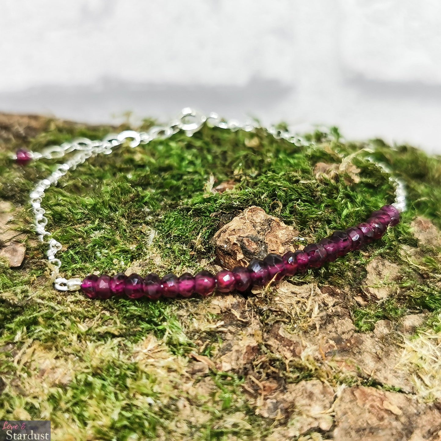 GARNET Sterling Silver Teen/Small Bracelet