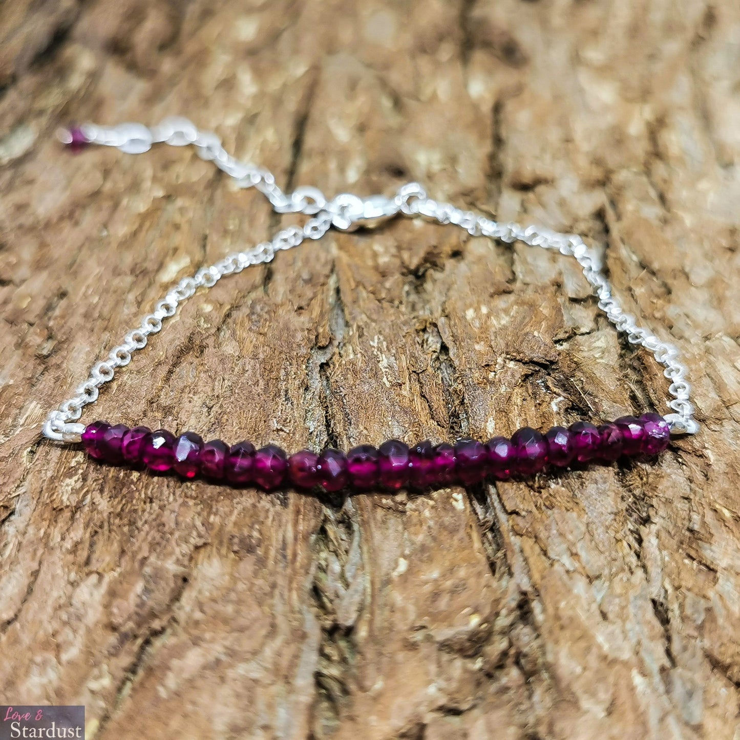 GARNET Sterling Silver Teen/Small Bracelet