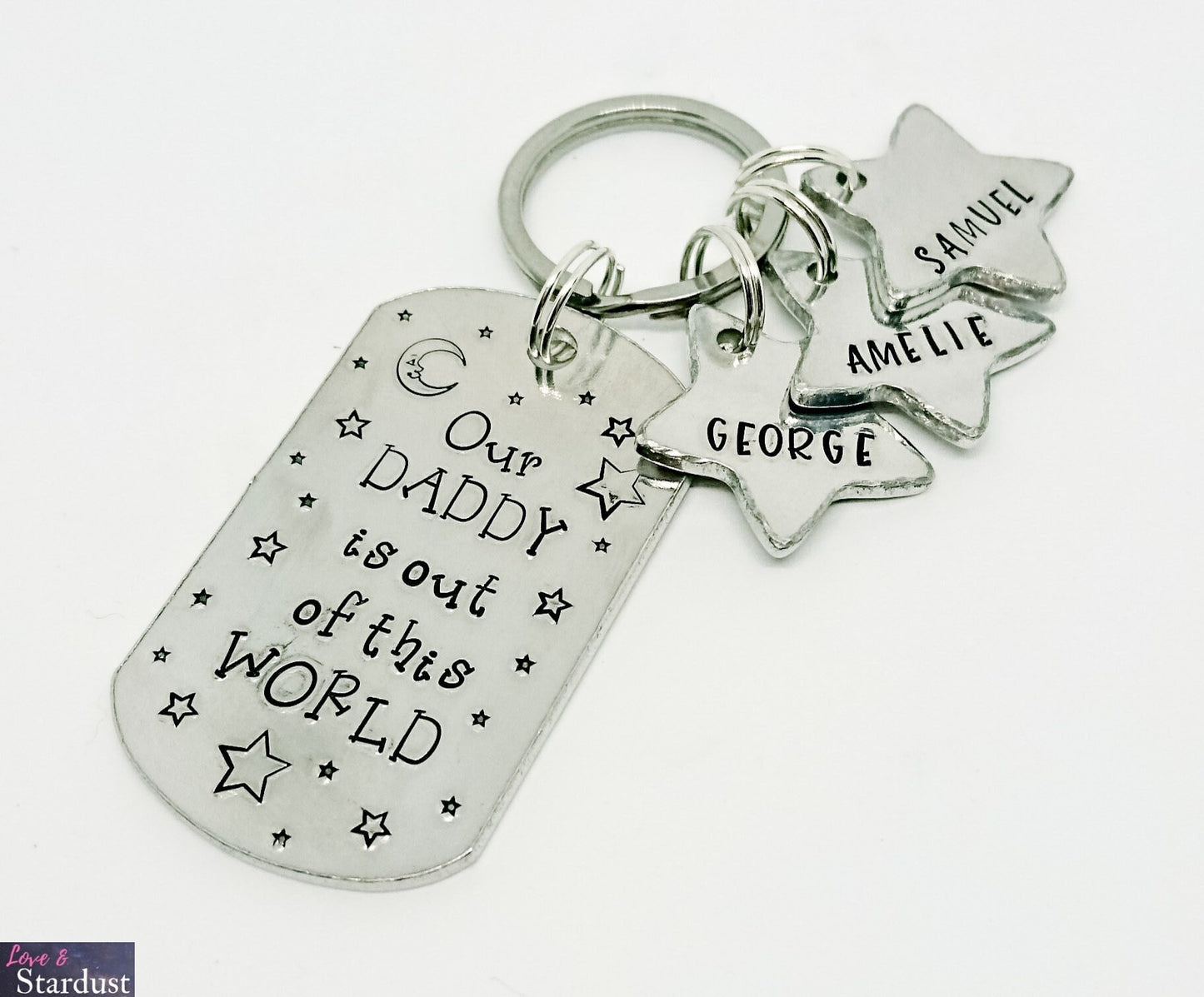 OUR DADDY IS OUT OF THIS WORLD Personalised Keyring