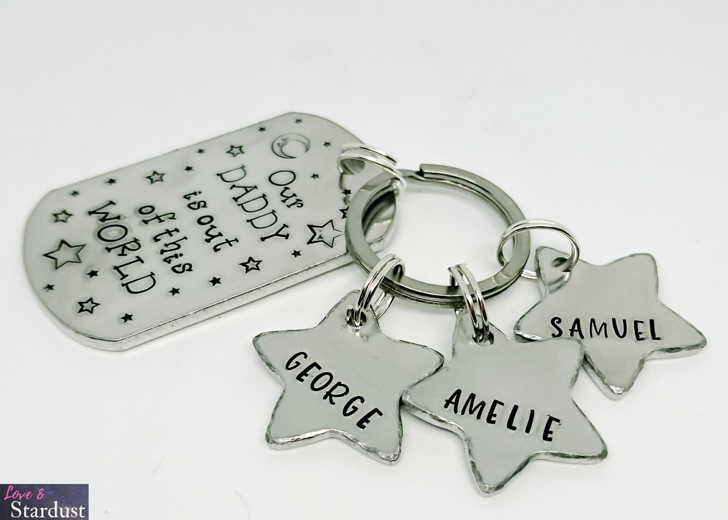 OUR DADDY IS OUT OF THIS WORLD Personalised Keyring