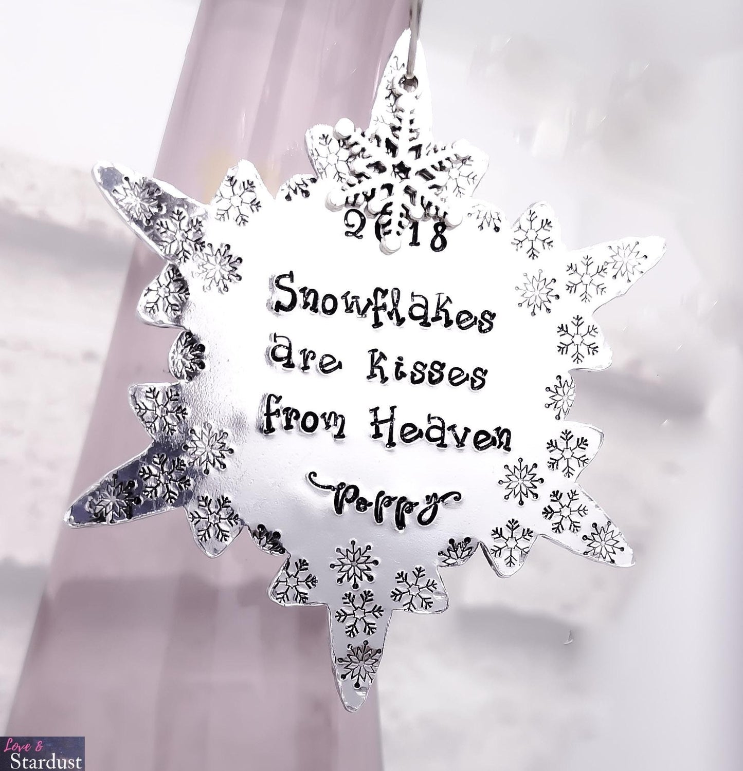 SNOWFLAKES ARE KISSES FROM HEAVEN Personalised Tree Decoration