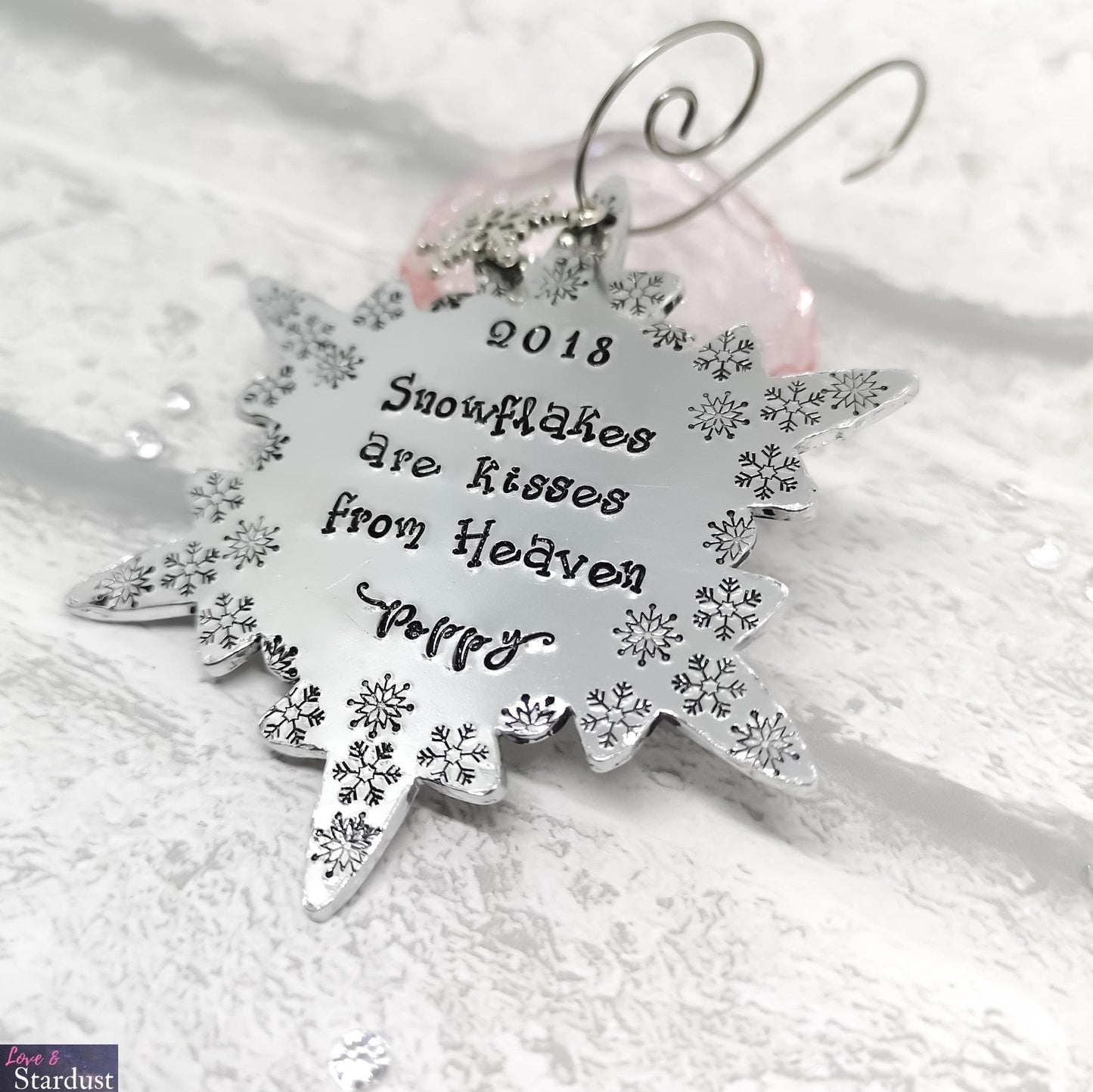 SNOWFLAKES ARE KISSES FROM HEAVEN Personalised Tree Decoration