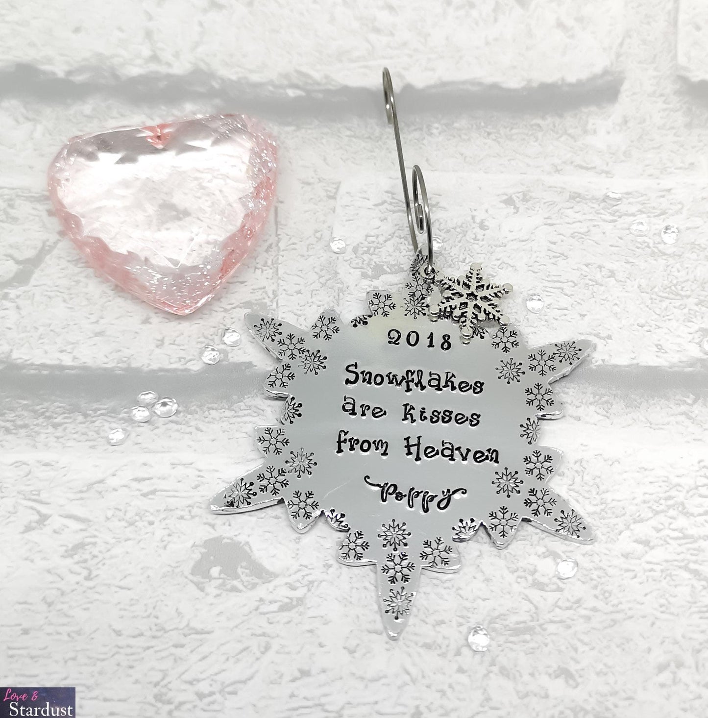 SNOWFLAKES ARE KISSES FROM HEAVEN Personalised Tree Decoration
