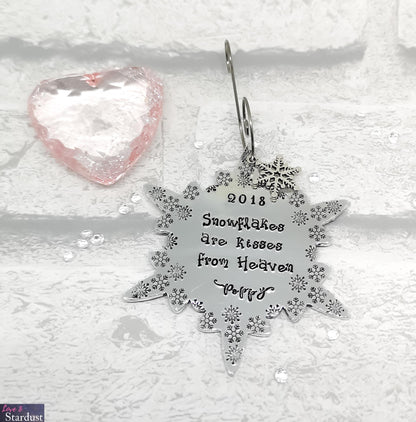 SNOWFLAKES ARE KISSES FROM HEAVEN Personalised Tree Decoration
