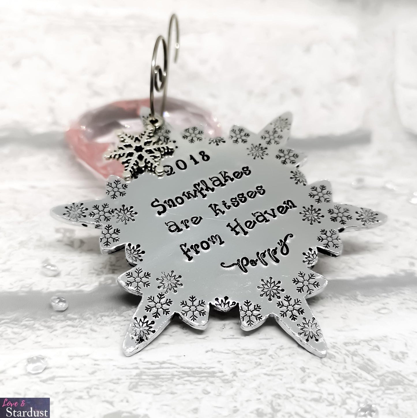 SNOWFLAKES ARE KISSES FROM HEAVEN Personalised Tree Decoration
