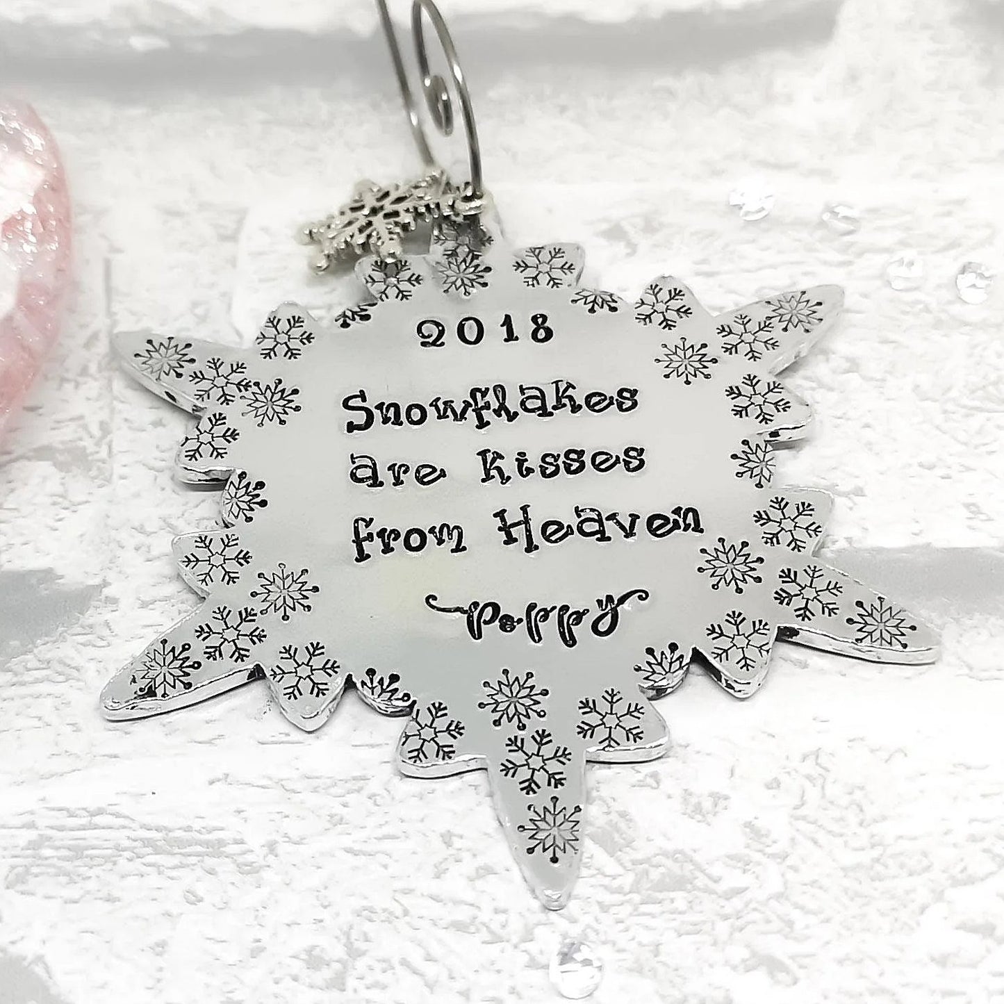 SNOWFLAKES ARE KISSES FROM HEAVEN Personalised Tree Decoration