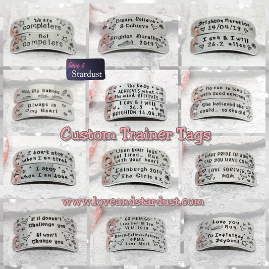 CUSTOM/PERSONALISED Trainer Tags - STANDARD up to 2 lines