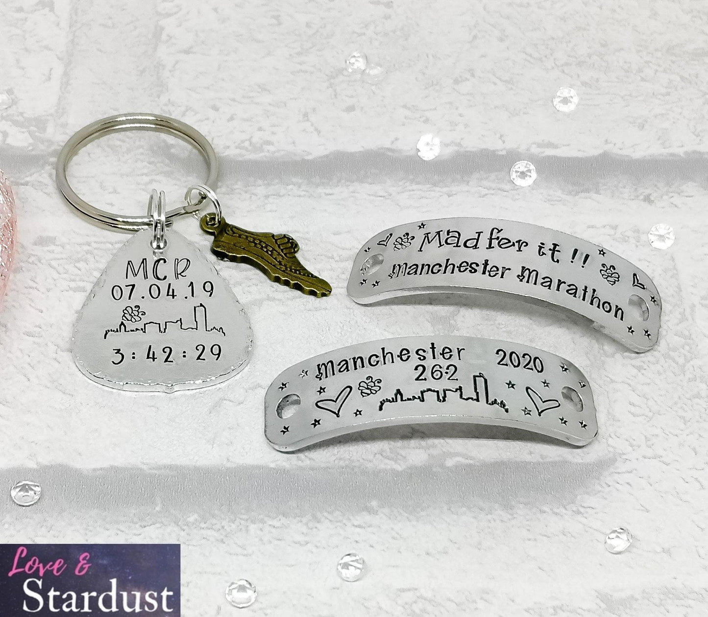 MANCHESTER MARATHON RACE TIME Personalised Keyring