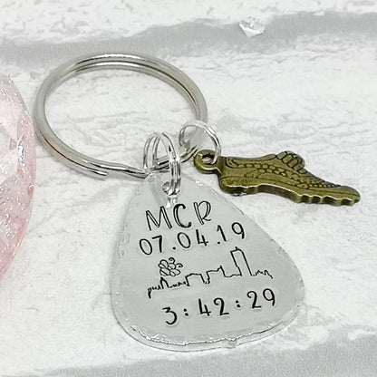 MANCHESTER MARATHON RACE TIME Personalised Keyring