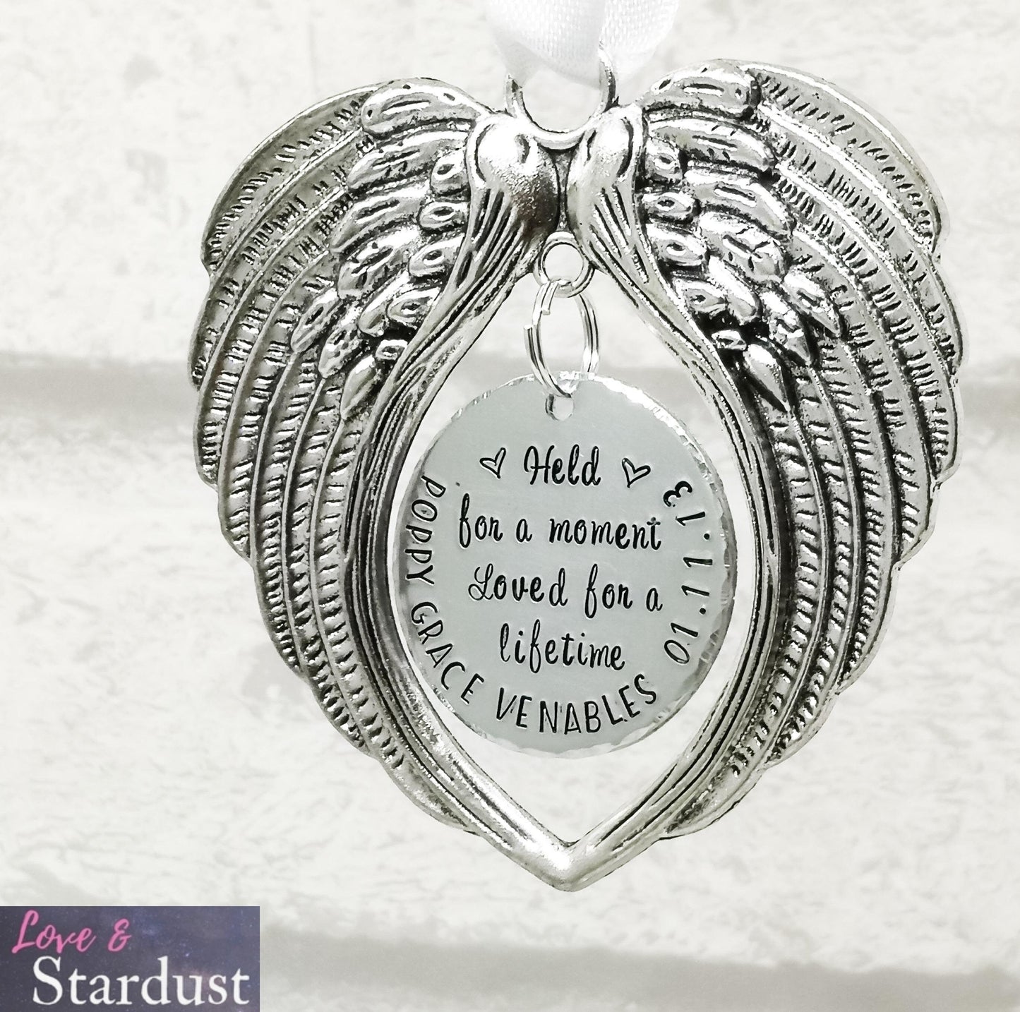 HELD FOR A MOMENT Angel Wings Ornament