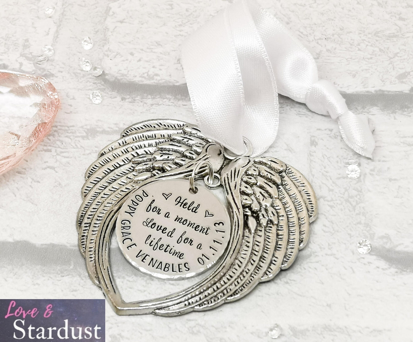 HELD FOR A MOMENT Angel Wings Ornament
