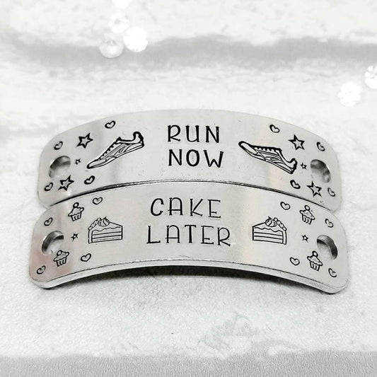 RUN NOW CAKE LATER Trainer Tags