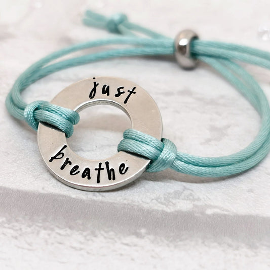 JUST BREATHE Pewter Slider Bracelet