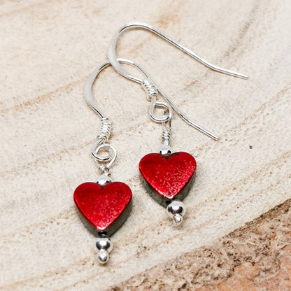 LOVE HEART Gemstone Sterling Silver Earrings