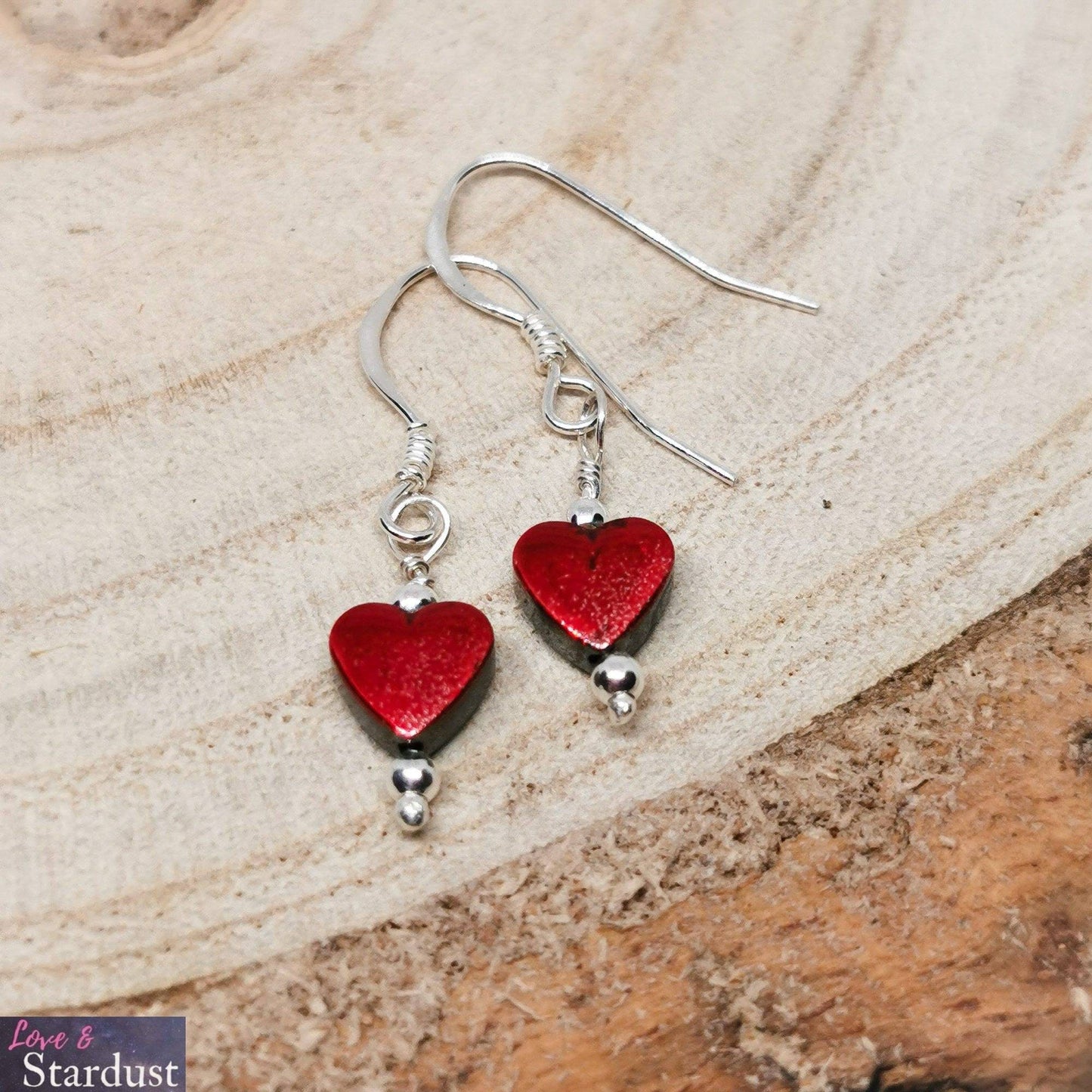 LOVE HEART Gemstone Sterling Silver Earrings